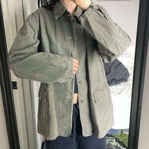 OLIVE GREEN UTILITY SHIRT JACKET